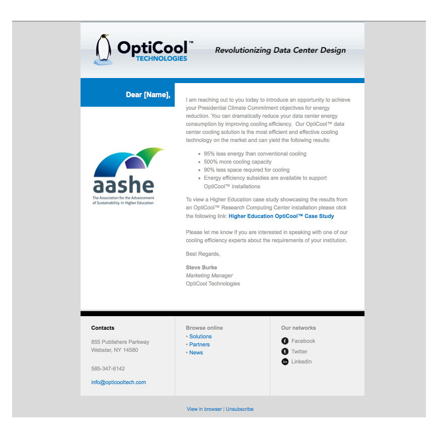 Opticool Email Newsletter